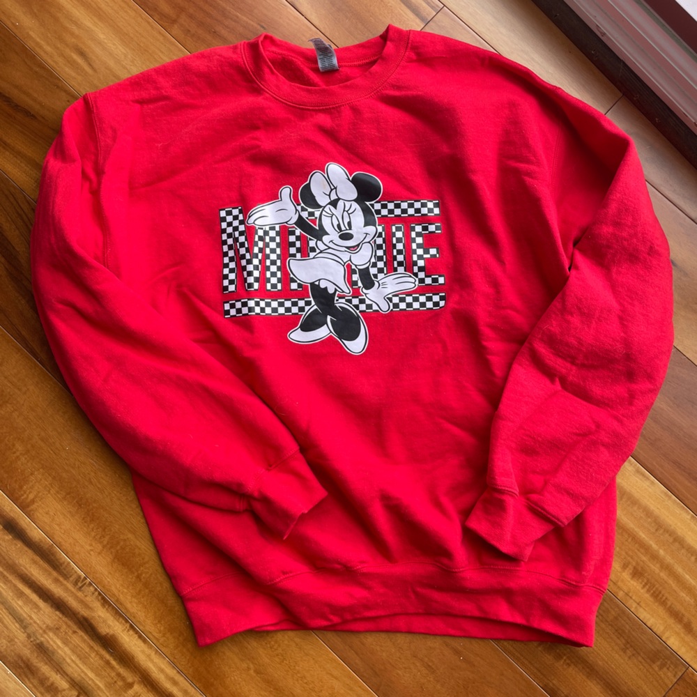 “Minnie Mouse” Disney Red Graphic Sweatshirt